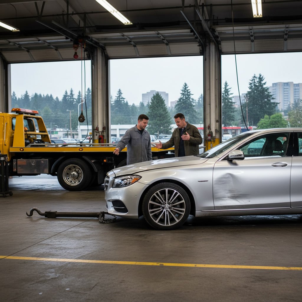 All-wheel drive vehicle being safely transported on flatbed in Kirkland